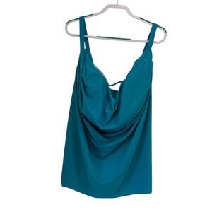 Torrid Size 5 Teal Tankini Swim Top Shelf Bra Plus 5X Adjustable Straps